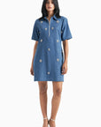 Medium Blue Denim Herringbone Dress