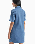 Medium Blue Denim Herringbone Dress