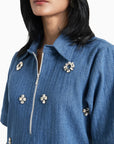 Medium Blue Denim Herringbone Dress