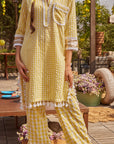 Yellow check pant set