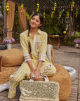 Yellow check pant set
