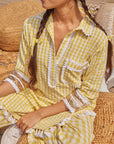 Yellow check pant set