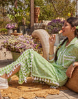 Green check pant set
