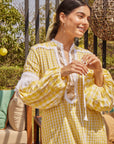 Yellow check kaftan