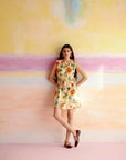 After hour dress in yellow aloha print