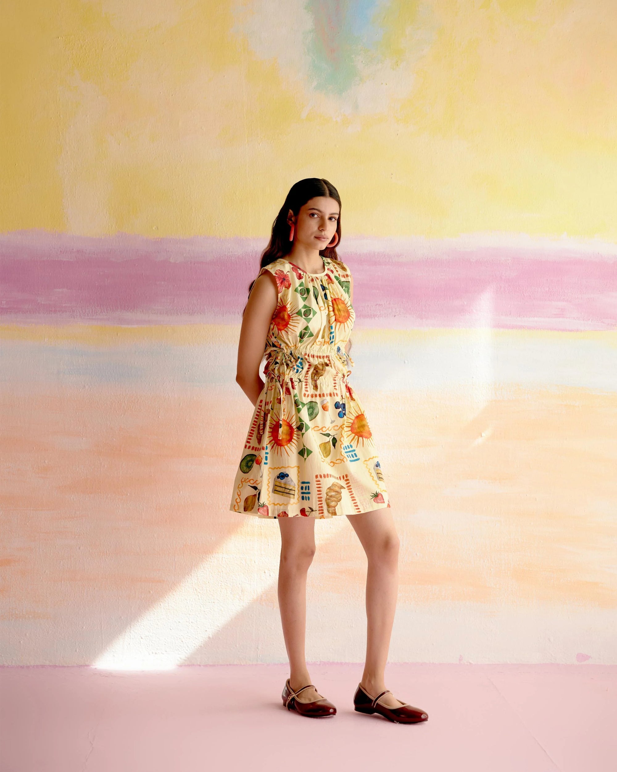 After hour dress in yellow aloha print