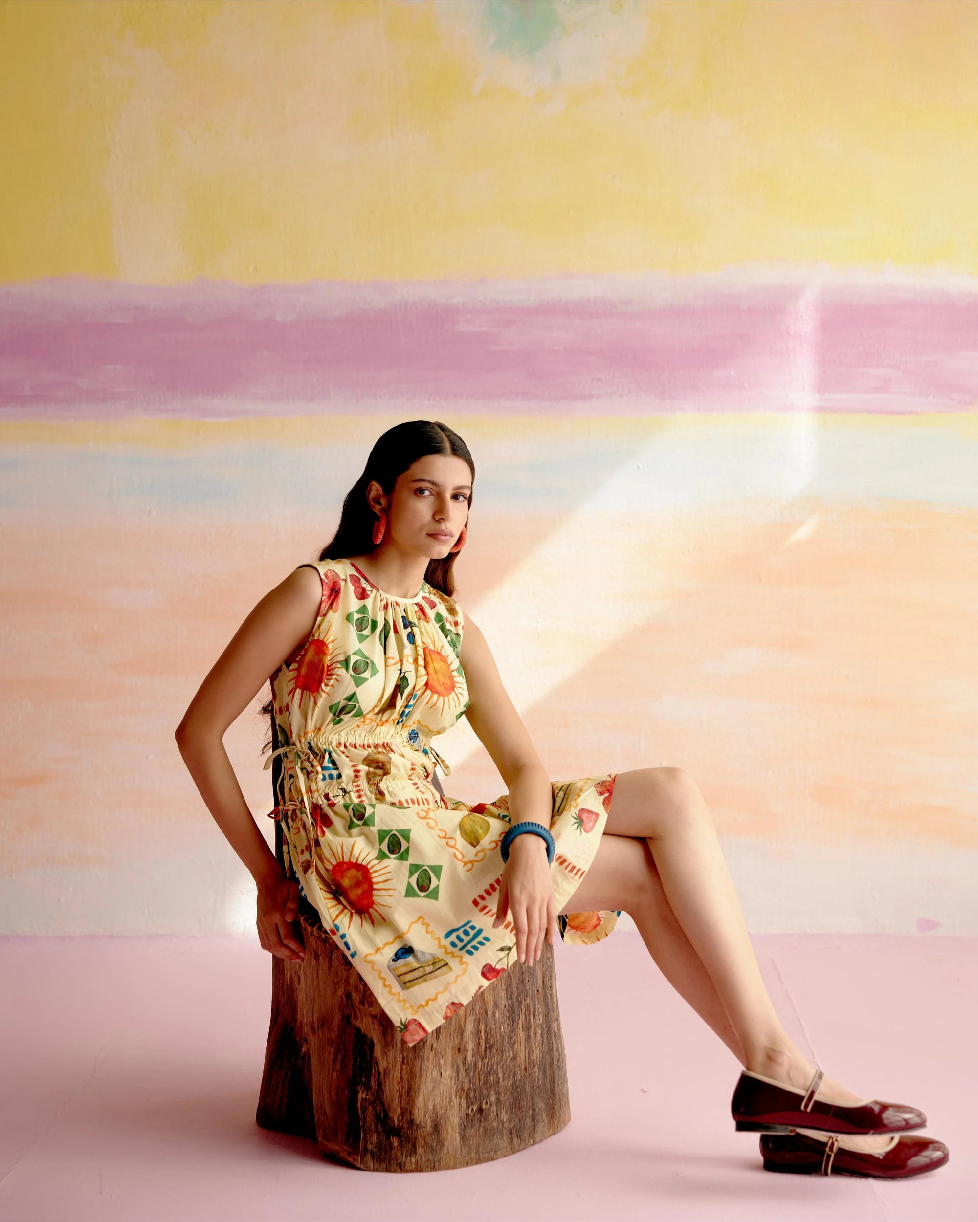After hour dress in yellow aloha print