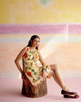 After hour dress in yellow aloha print