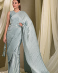 Blue Pleated Gown Saree