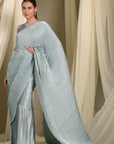 Blue Pleated Gown Saree