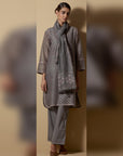 Grey Block-Printed Short Kurta Set
