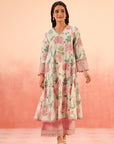 ANAYA PINK FLORAL PRINTED COTTON DOBBY KURTA SET