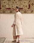 Beige Parsi Gara Long Kurta With Pant