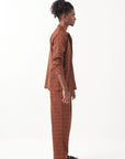 Checkered Shacket Set With Scarf
