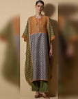 Multicoloured Block-Printed Kaftan Set