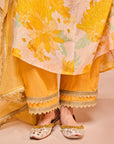 BAHARA YELLOW HANDCRAFTED A-LINE KURTA SET