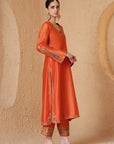 Mehrang Orange Applique Kurta Set
