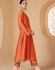 Mehrang Orange Applique Kurta Set