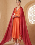 Mehrang Orange Applique Kurta Set