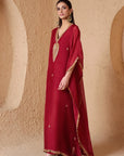 Mehrang Maroon Kaftan Kurta Set