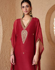 Mehrang Maroon Kaftan Kurta Set