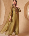 Mehrang Olive Green Kaftan Kurta Set