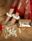 Gold Aamya Mule Heel and Aamya Bag (Combo)