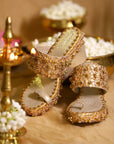 Gold Aamya Wedges and Potli (Combo)