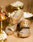 Gold Aamya Wedges and Potli (Combo)