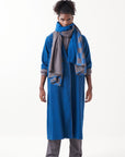 Notch Collar Jacket Set With Scarf