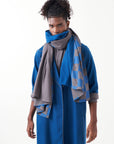 Notch Collar Jacket Set With Scarf