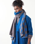Notch Collar Jacket Set With Scarf