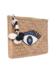 Bamboo Wood With Eye Beaded Patch Zipper Beach (Bag)