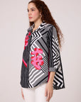 Addison Applique Shirt - Black & White Stripe