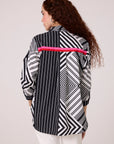 Addison Applique Shirt - Black & White Stripe