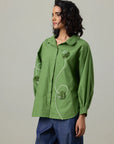 Gemma Applique Shirt In Moss Green