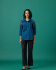 Jules Applique Shirt In Teal