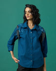 Jules Applique Shirt In Teal