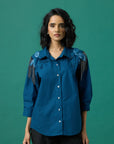 Jules Applique Shirt In Teal
