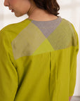 Lime Handwoven Cotton & Check Kurta