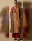 Multicoloured Block-Printed Panelled Kurta Set