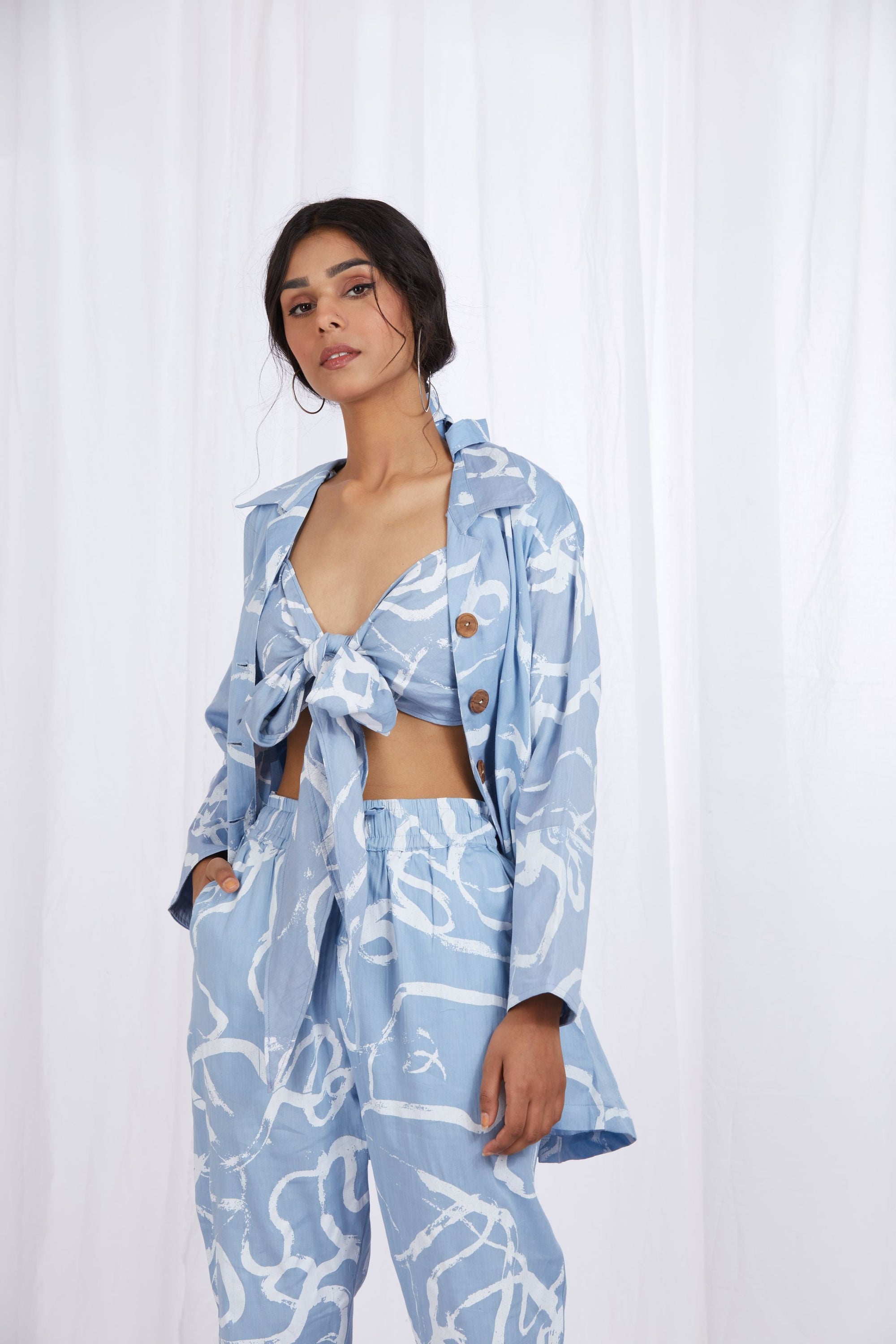 Florence Bralette in Blue Brush Stroke