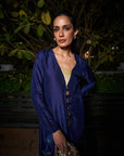 Navy Blue Patchwork Tunic Set
