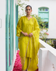 Lime Zardozi Embroidered Kurta Set