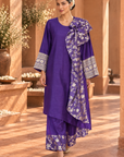 Purple Kurta Set With Bow Drape