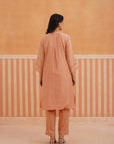 Peach Tunic set with Dori Floral Embroidery