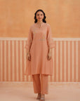 Peach Tunic set with Dori Floral Embroidery