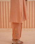 Peach Tunic set with Dori Floral Embroidery