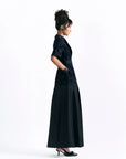 Velvet Blossom Belted Midi Dress