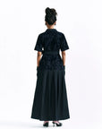 Velvet Blossom Belted Midi Dress